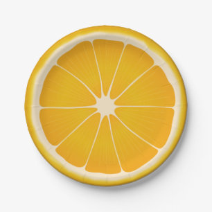 Plato De Papel Fiesta de fruta Naranja dulce