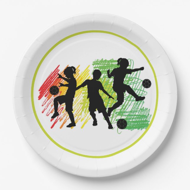 Plato De Papel Fiesta de fútbol para niños (Anverso)