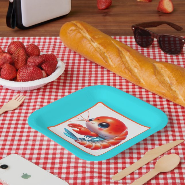 Plato De Papel Fiesta de gambas de playa (Picnic)
