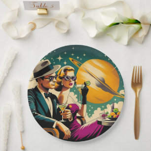 Plato De Papel Fiesta de Gangsters con Martini de Las Vegas de la