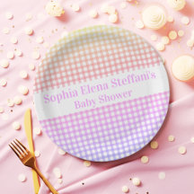 Fiesta de Gingham de Gradiente Pastel Personalizad