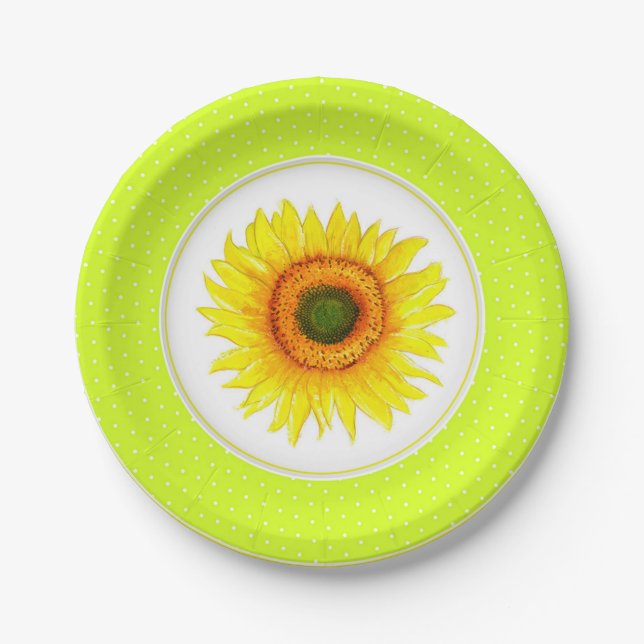 Plato De Papel Fiesta de girasol (Anverso)