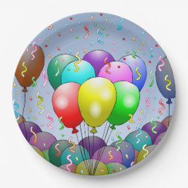Plato De Papel Fiesta de Globos de Cumpleaños