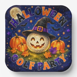 Plato De Papel Fiesta de Golf de Halloween Sombrero de Bruja Pelo