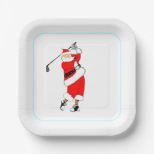 Plato De Papel Fiesta de Golf de Navidad