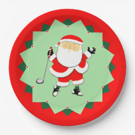 Plato De Papel Fiesta de Golf en Navidad