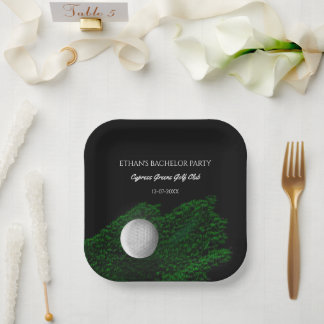 Plato De Papel Fiesta de golfistas solteros con pelota de golf ve