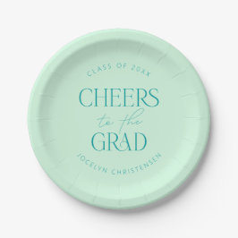 Plato De Papel Fiesta de Grad de Salud Personalizada Mint Green