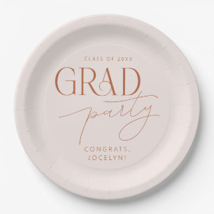 Plato De Papel Fiesta de Grado Minimalista Pastel Rosa Rust
