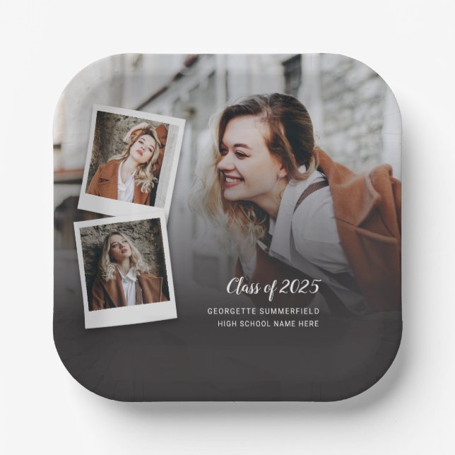 Plato De Papel Fiesta de Graduación 2025 de Grad Photos (Anverso)