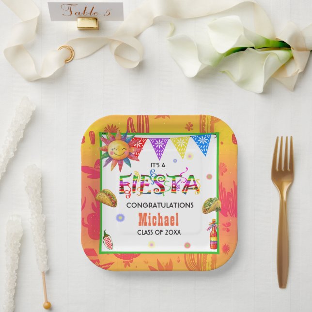 Plato De Papel Fiesta de Graduación Azteca (Boda)