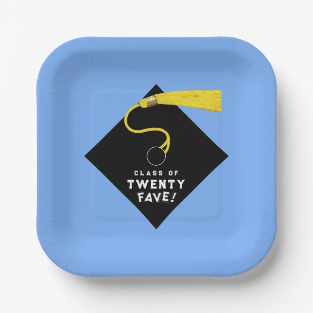 Plato De Papel Fiesta de Graduación Azul Claro 2025 (Anverso)