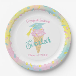 Plato De Papel Fiesta de Graduación con Helado
