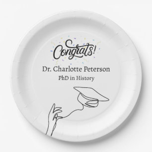 Plato De Papel Fiesta de Graduación de Doctorado 