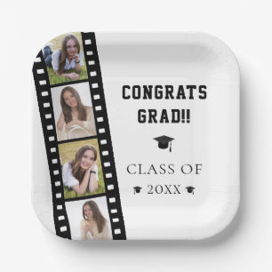 Plato De Papel Fiesta de graduación de Filmstrip Four Collages de