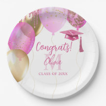 Fiesta de graduación de niñas rosa personalizada