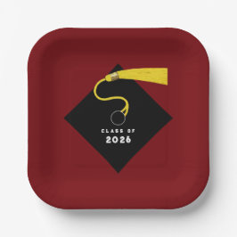 Plato De Papel Fiesta de Graduación Granate 2026