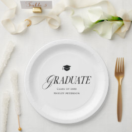 Plato De Papel Fiesta de Graduación Moderna Sencilla de Graduado