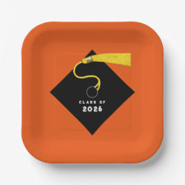 Plato De Papel Fiesta de Graduación Naranja 2026