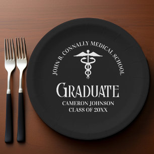 Plato De Papel Fiesta de Graduación Personalizada de Escuela de M