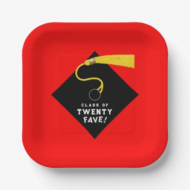 Plato De Papel Fiesta de Graduación Roja 2025 (Anverso)