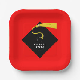 Plato De Papel Fiesta de Graduación Roja 2026