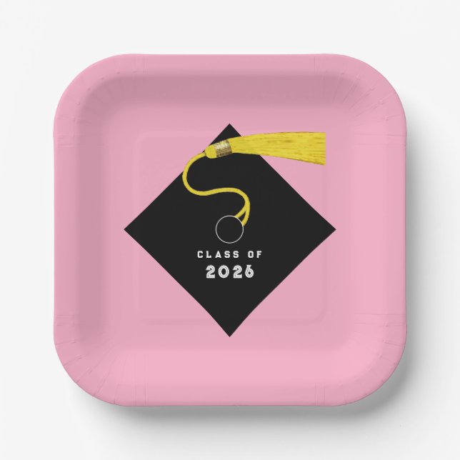 Plato De Papel Fiesta de Graduación Rosa 2025 (Anverso)