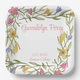 Plato De Papel Fiesta de graduación universitaria floral boho