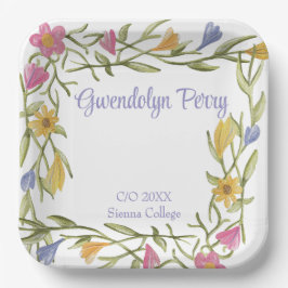 Plato De Papel Fiesta de graduación universitaria floral boho