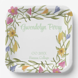 Plato De Papel Fiesta de graduación universitaria floral boho
