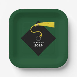Plato De Papel Fiesta de Graduación Verde 2026