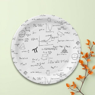 Plato De Papel Fiesta de gráficos de ecuaciones matemáticas blanc