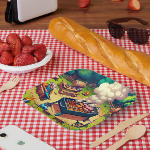 Plato De Papel Fiesta de Grilling de Cocina Occidental