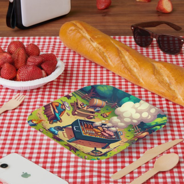 Plato De Papel Fiesta de Grilling de Cocina Occidental (Picnic)