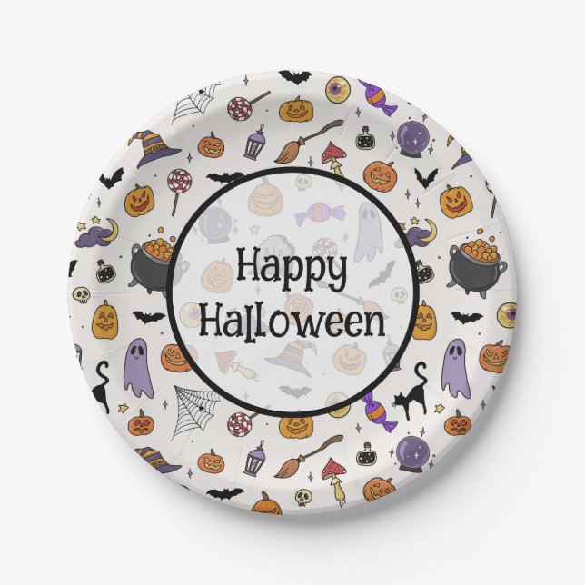 Plato De Papel Fiesta de Halloween (Anverso)