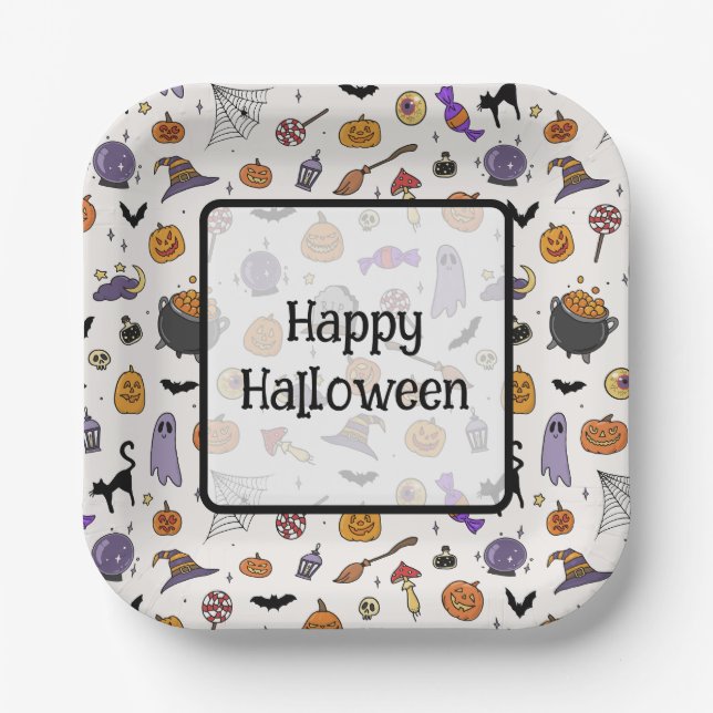 Plato De Papel Fiesta de Halloween (Anverso)
