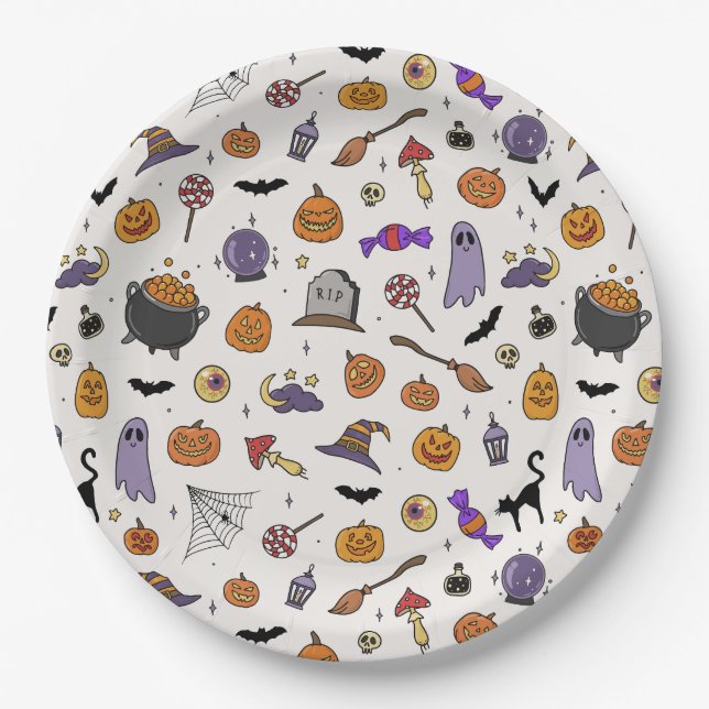 Plato De Papel Fiesta de Halloween (Anverso)