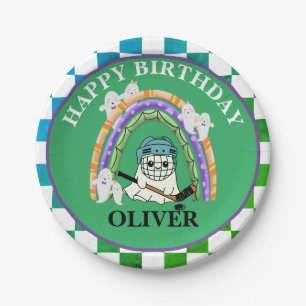 Plato De Papel Fiesta de Halloween Cute Ghost Ice Hockey