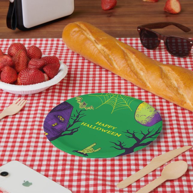 Plato De Papel Fiesta de Halloween de Blue Spooky (Picnic)