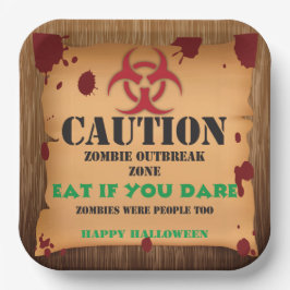 Plato De Papel Fiesta de Halloween de Brote de Virus Zombie