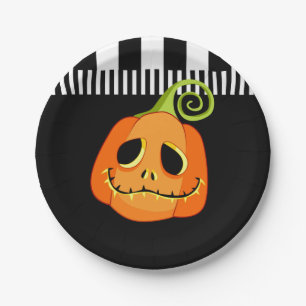 Plato De Papel Fiesta de Halloween de Calabaza Caprichosa