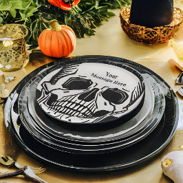 Plato De Papel Fiesta de Halloween de cumpleaños de Skeleton pers