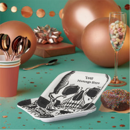Plato De Papel Fiesta de Halloween de cumpleaños de Skeleton pers