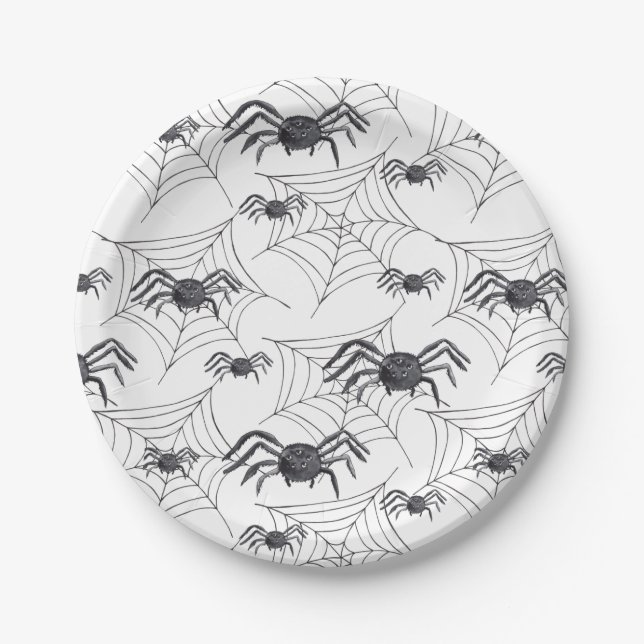 Plato De Papel Fiesta de Halloween de la Cuta Spider (Anverso)