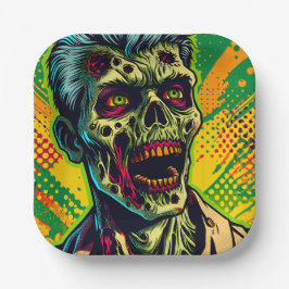 Plato De Papel Fiesta de Halloween de Zombies Espeluznantes