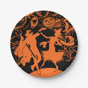 Plato De Papel Fiesta de Halloween del vintage