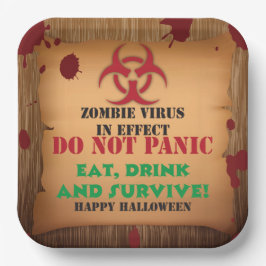 Plato De Papel Fiesta de Halloween del Virus Zombie