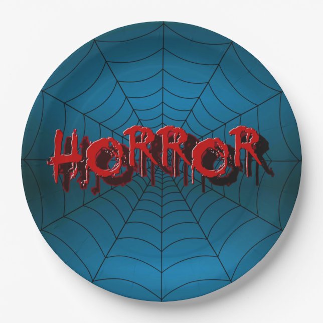 Plato De Papel Fiesta de Halloween Escándalo del horror rojo Arañ (Anverso)