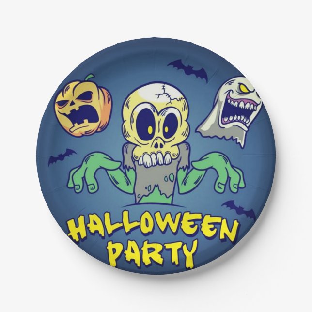 Plato De Papel Fiesta de Halloween espeluznante (Anverso)