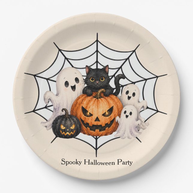 Plato De Papel Fiesta de Halloween espeluznante (Anverso)